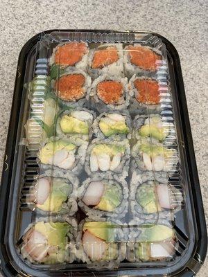 Shrimp avocado roll and Spicy Tuna Roll