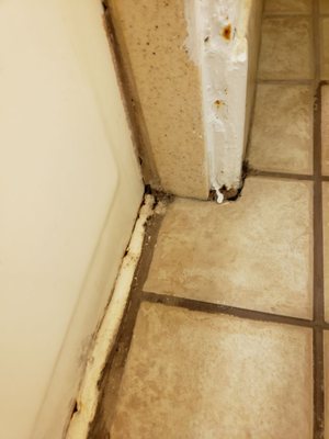 Leaking shower with their cheap attempt to fix