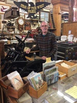 Sam Morrison at Star of the West stamp press circa 1800s.