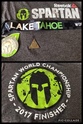 Front & back of the 2017 shirt, & finishers medal.