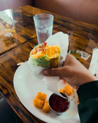 Breakfast Burrito with Tater Tots