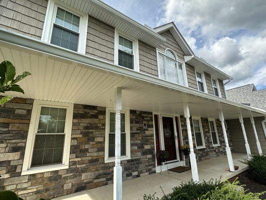 Stone, Shake Siding, Soffit/Facia, Custom Capping of Windows and 6" Gutters/Down Spouting