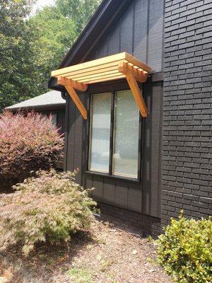 window awning, trim, accents, pergola, cedar