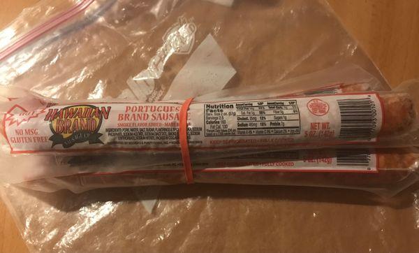 Hawaiian Brand Portuguese Sausage