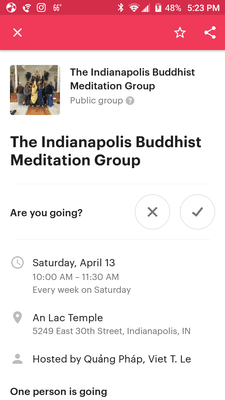 Description of the meditation group that happens here, at An Lac Temple.