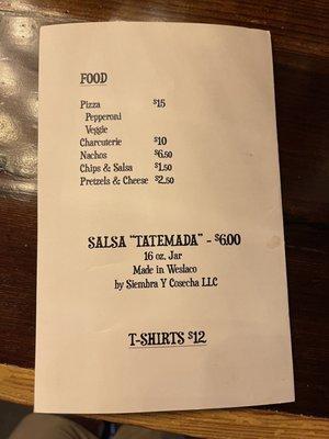 Food menu