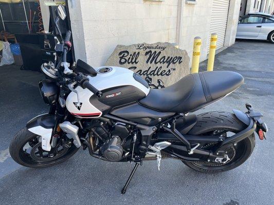 Triumph Trident 660 with custom lowered seat