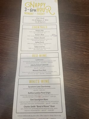 Drink menu