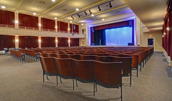 The Clayton Centers 1920's era Auditorium. Many performances, weddings and meetings have taken place in this venue.