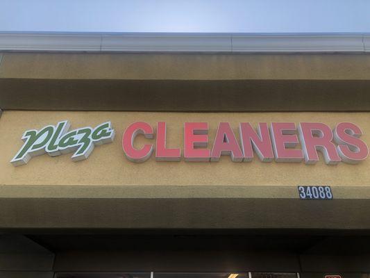 Plaza Cleaners front sign