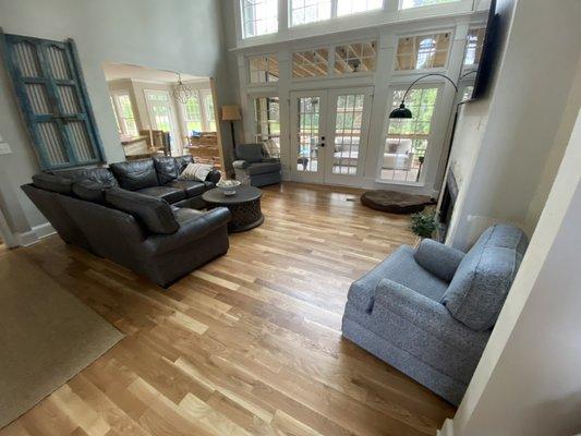 Beautiful 3-¼"  white oak floors with a natural finish.