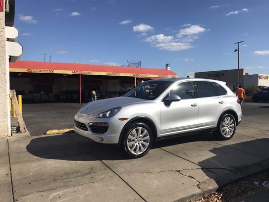 Porsche Cayenne S finished getting car wash & detail