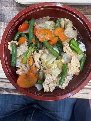 Chicken Vegetable Stir Fry in garlic soy sauce