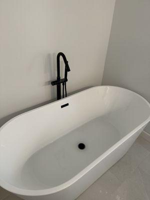 Installation of new free standing bath tub