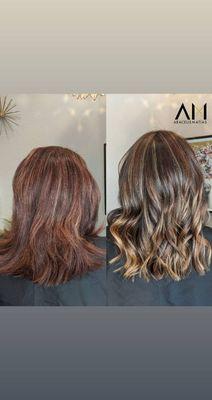 6 hours Color correction. She wanted to get rid of the red as much as possible.