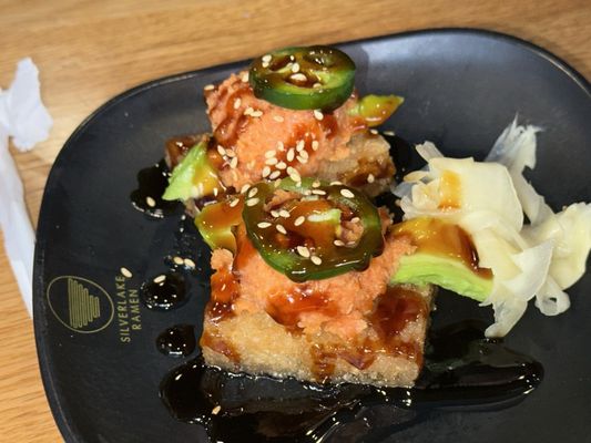 Spicy Tuna on Crispy Rice w Spicy Tuna