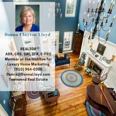 Donna completed extended education to earn her Broker's license in NC/SC. Find more references from past buyers/sellers: www.DonnaLloyd.com