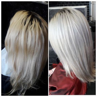 Yellow blonde to winter ice silvery white.