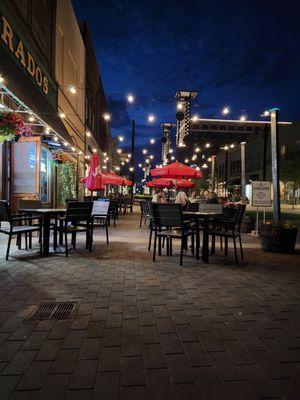 Our patio at night.