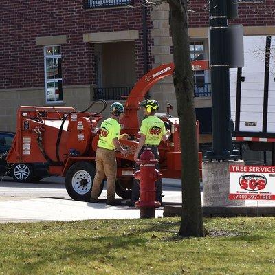 Specialty Outdoor Services LLC
 Chipping and removing brush on the square for the City of Mt Vernon Ohio.