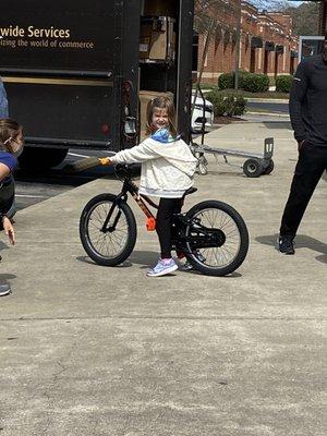 No training wheels for this girl!