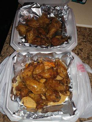 Lemon pepper wings & cajun ranch wings. Crispy and delicious!