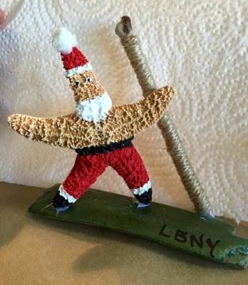 Stand Up Paddling Starfish Santa Ornament