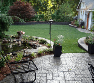 Paver Patio, walls, sod & Pond