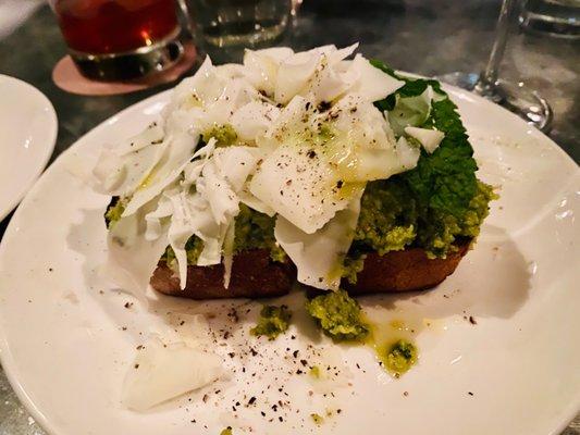 Fava Bean Pesto Crostini