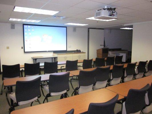 Video projector and screen and audio classroom training systems