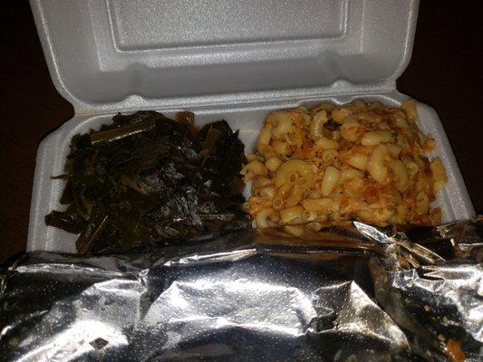 Mac and Greens. Everything was packaged well to keep the food hot!