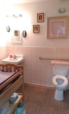 Very clean and well supplied bathroom for those with little ones.