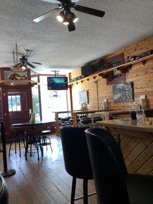 A look towards the front door.  Parking is available in the front of the bar and down to the right.