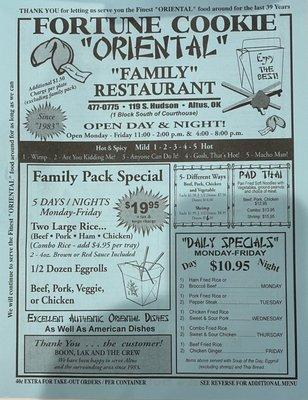 Menu flyer