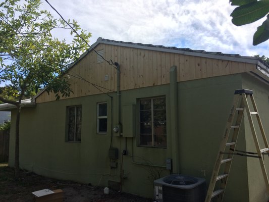 Gable end project: New wood complete! New paint coming soon