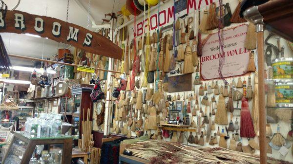 Corn broom display, Victor Trading Company, Victor, Colorado, USA, Dec 2016