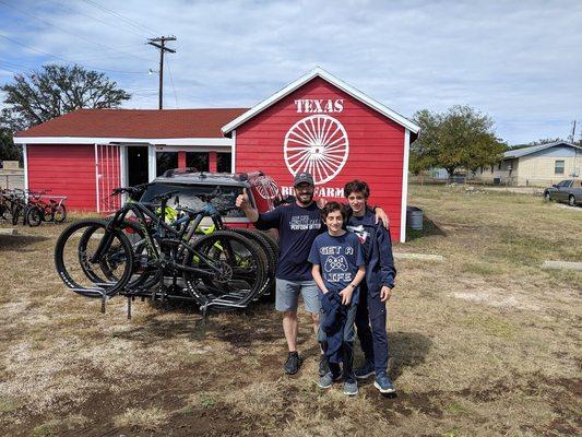 Texas Bike Farm happy rental family with bad ass bikes