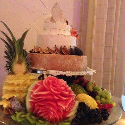 A beautiful, delicious & very creative  Wedding Cheese cake with fruit made by our great chef.