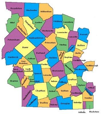 Map of Worcester County Towns