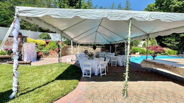 For a Bridal Shower They set up the tent &it was perfect!  Everyone said the tent made the party!  Perfect shade & beautiful!