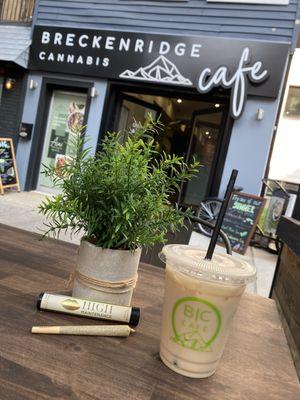 Delicious Iced Chai with oat milk infused with CBD. + High Maintenance Sativa. My heart is full.