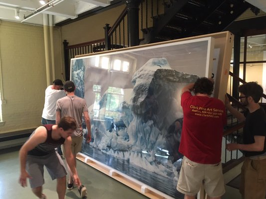 Helping Clark Fine Art re-crate a double panel pastel by Zaria Forman for shipping out to Seattle.