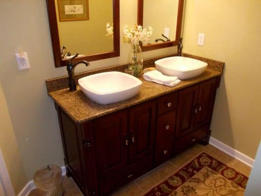 Handcrafting a vanity to match your favorite piece of furniture is one of the custom services offered by TimberCreek.