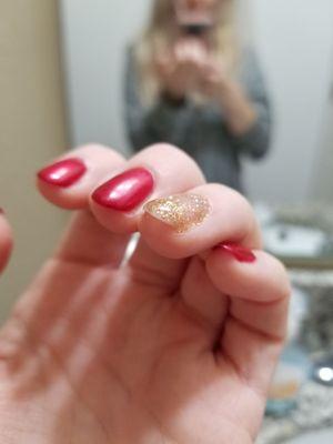 Lumpy and see-through Glitter Application