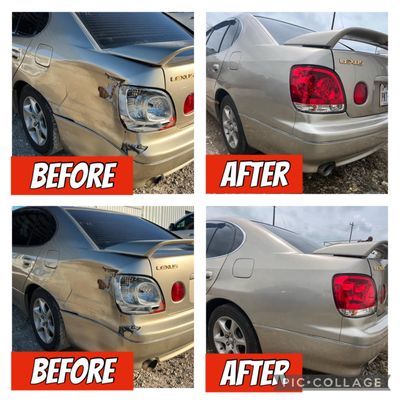 Gold Lexus Bumper and Fender Damage Repair