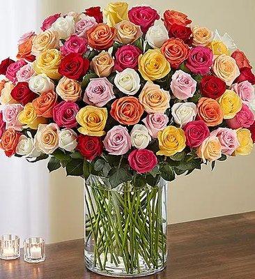 Multi color vase arrangement