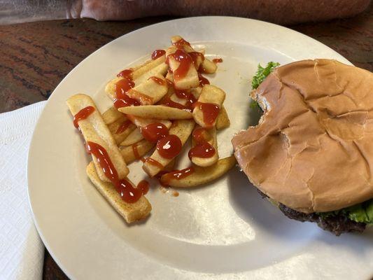 Half pound burger and fries