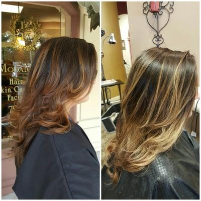 Before and after. We are climbing the color levels safely, the integrity of the hair is the most important element.