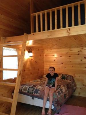 Adorable little cabin, with a large loft area kids LOVE to sleep on.