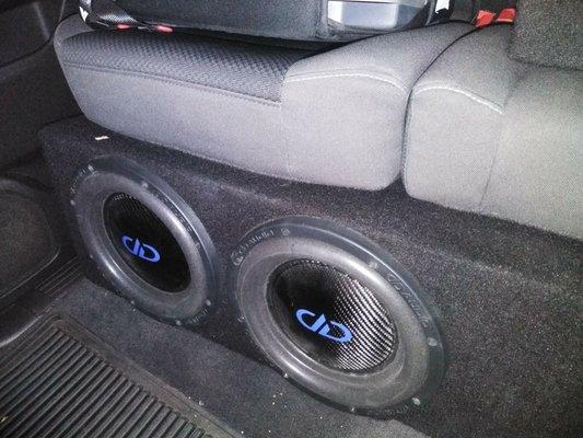 Custom subwoofers under rear seat Silverado